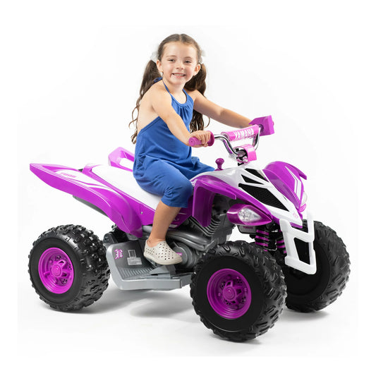 Yamaha Raptor ATV 12-Volt Battery-Powered Ride-on ATV - Purple and White for girls ages 3-5 years