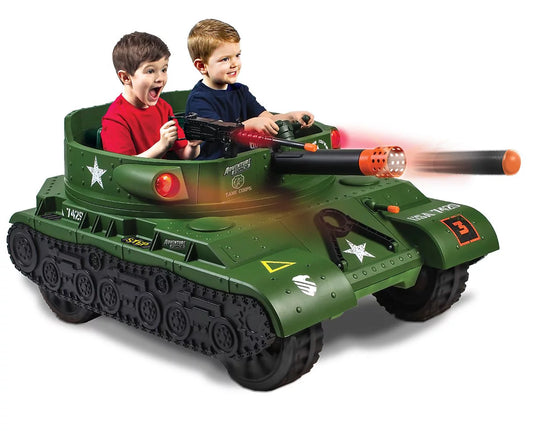 NEW WALMART EXCLUSIVE Adventure Force 24 Volt Thunder Tank GREEN Ride-On With Working Cannon and Rotating Turret! For Boys & Girls Ages 3 and up