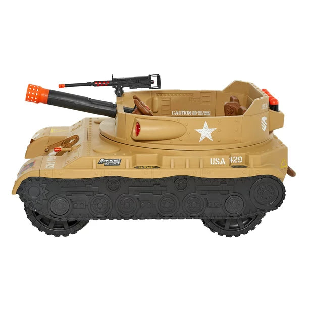 NEW WALMART EXCLUSIVE Adventure Force 24 Volt Thunder Tank TAN Ride-On With Working Cannon and Rotating Turret! For Boys & Girls Ages 3 and up