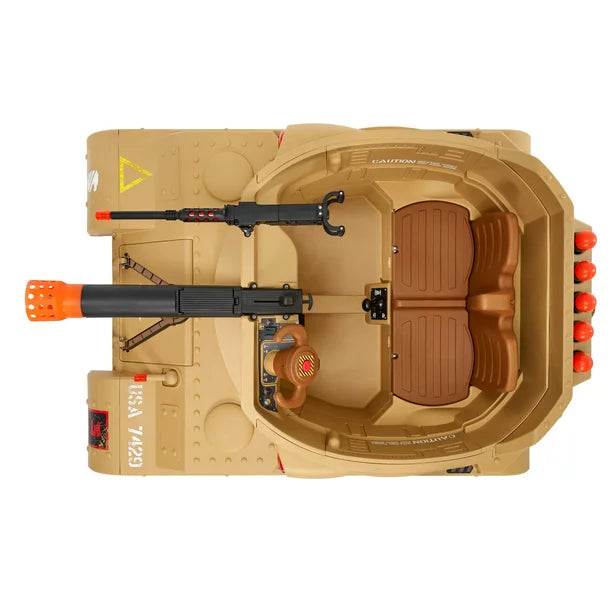 NEW WALMART EXCLUSIVE Adventure Force 24 Volt Thunder Tank TAN Ride-On With Working Cannon and Rotating Turret! For Boys & Girls Ages 3 and up