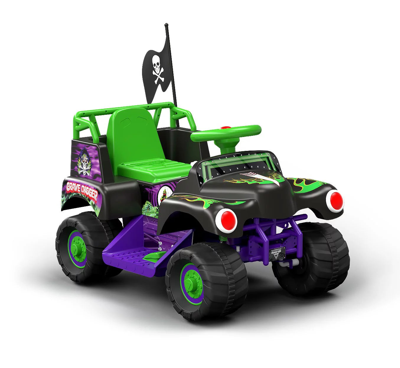 6 Volt Grave Digger Ride on Car Monster Truck Monster Jam Graphics for ...